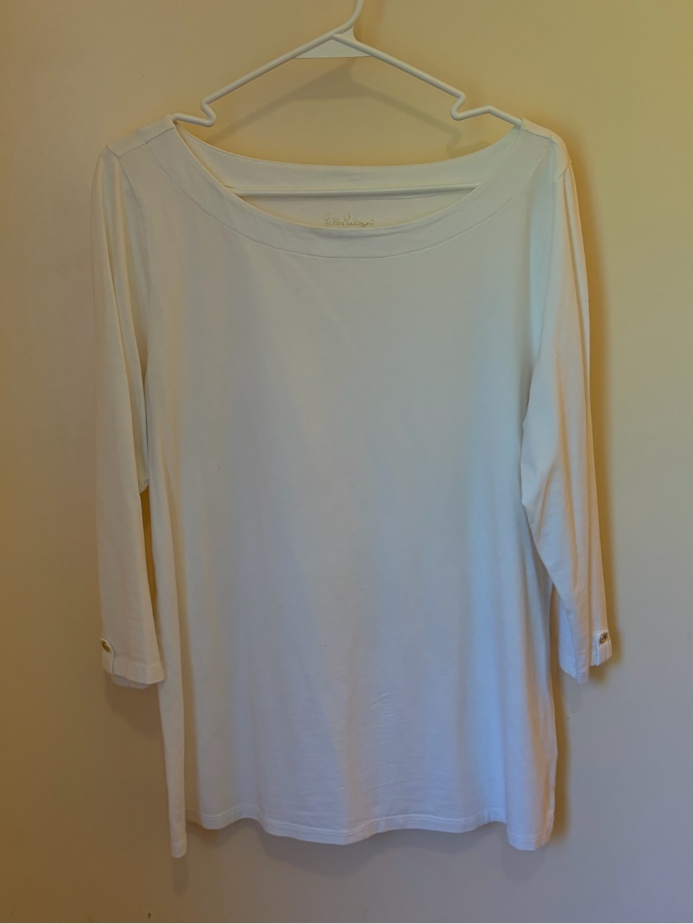Lilly Pulitzer White Long-Sleeve Boatneck Top